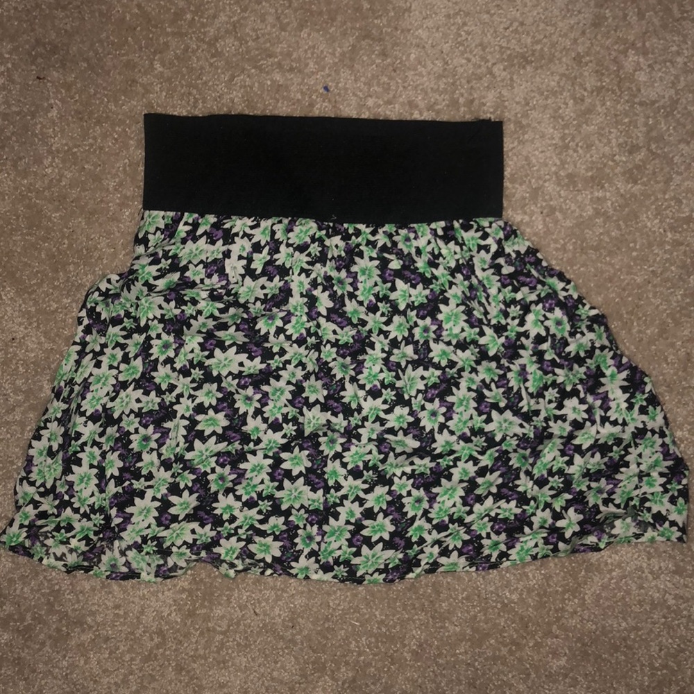 Green and purple floral skirt